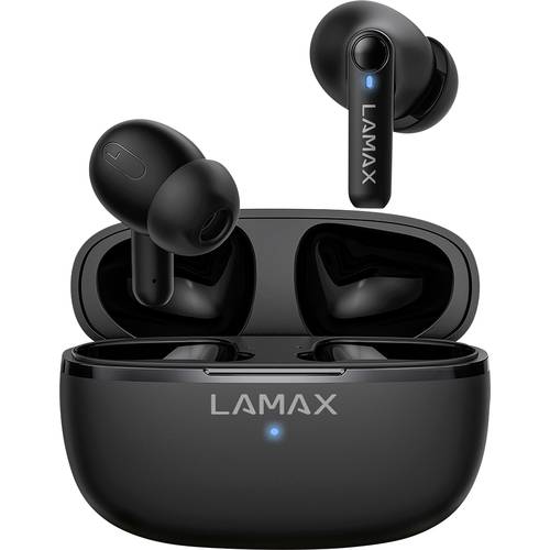 Lamax Clips1 Play In Ear Headset Bluetooth® Stereo Schwarz Batterieladeanzeige, Ladecase, Lautstärkeregelung, Schweißres...