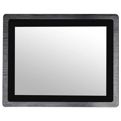 Silberner Tablet-Rahmen mit einem schwarzen inneren Rand und einem großen, leeren Bildschirm in der Mitte.