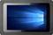 Tablet mit eingeschaltetem Bildschirm zeigt das Windows-Startlogo auf blauem Hintergrund.