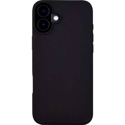 Schwarzes Smartphone mit zwei Kameralinsen und einem Blitz auf der Rückseite.