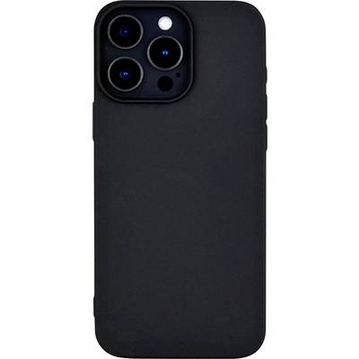 Ein schwarzes Smartphone mit drei Kameralinsen auf der Rückseite, ohne sichtbare Markenkennzeichnung oder weiteres Zubehör.