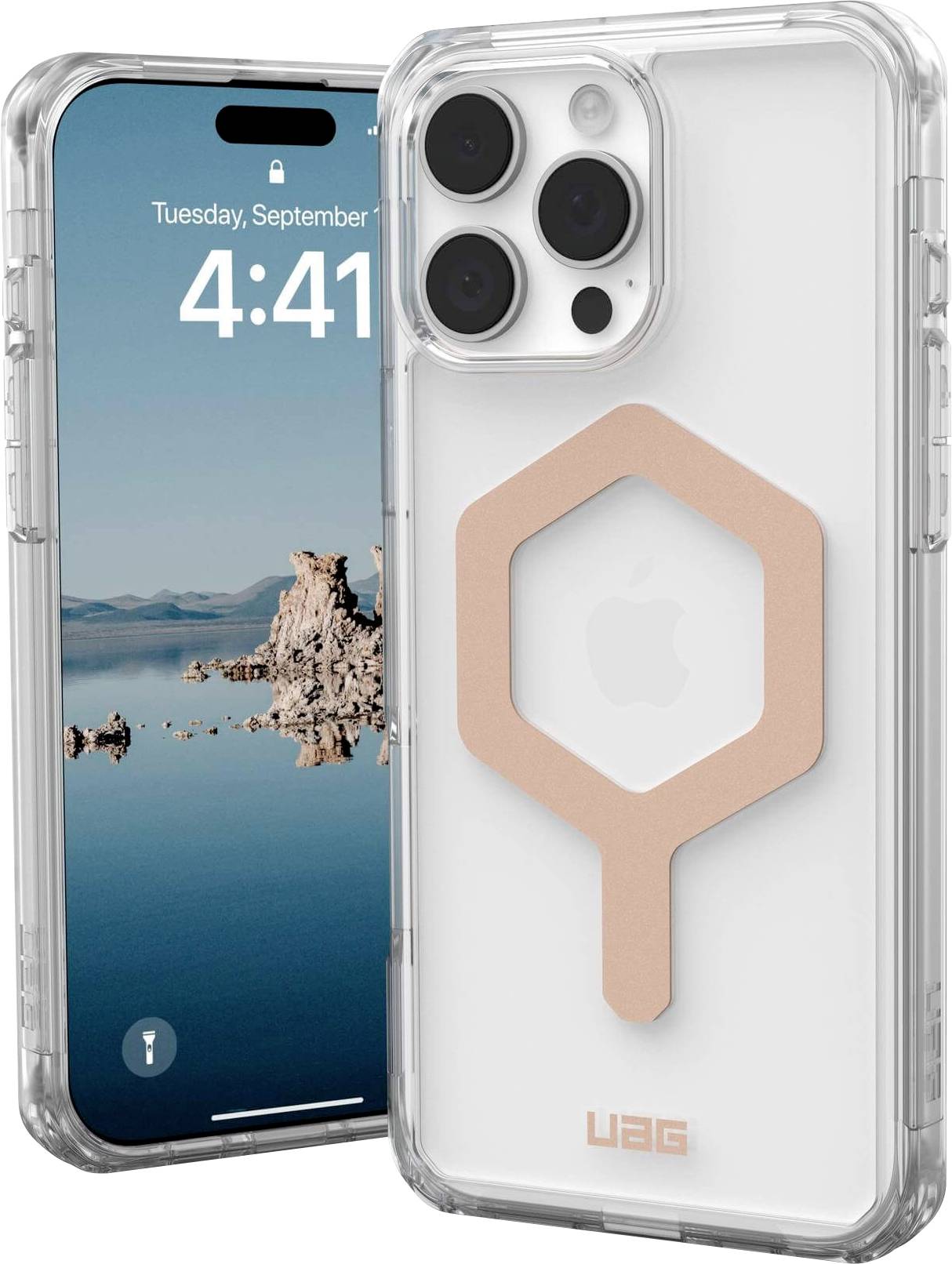 Urban Armor Gear Plyo MagSafe Case Backcover Apple iPhone 16 Pro Max Ice, Transparent, Rose Gold MagSafe kompatibel 1144...