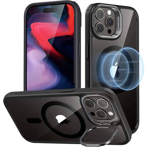 ESR Classic Hybrid HaloLock Case + Stash Stand Backcover Apple iPhone 15 Pro Max Transparent, Schwarz MagSafe kompatibel...