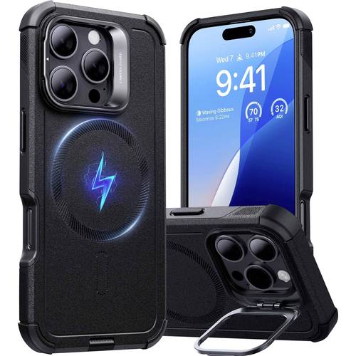 ESR Cyber Tough HaloLock Case + Stash Stand Backcover Apple iPhone 16 Pro Schwarz MagSafe kompatibel 1A7650102