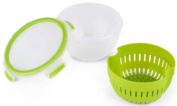 Thumbnail - Emsa Clip & Go Fruit Bowl 1.1 l Kunststoff mit Deckel, wasserdicht, spülmaschinenfest Transparent, Grün 600577