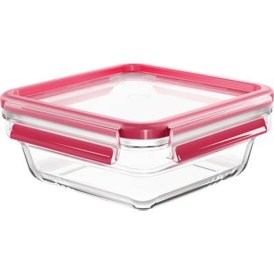 Emsa Clip & Close Frischhaltedose 0.8 l Glas mit Deckel, wasserdicht, BPA-frei Transparent, Rot 600747