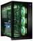 Gaming-PC mit transparentem Gehäuse zeigt bunte RGB-Lüfter und Komponenten im Inneren.