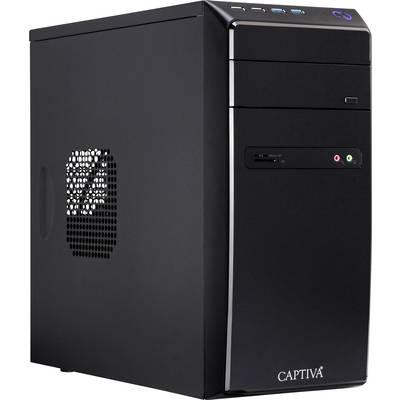 Schwarzer Computer-Tower mit USB- und Audioanschlüssen an der Vorderseite.