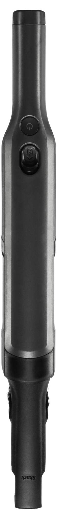 Schwarzes, schlankes elektronisches Gerät mit mehreren Knöpfen; vermutlich ein Handstaubsauger oder Ähnliches.