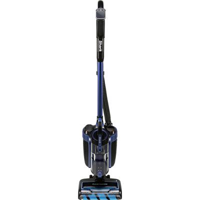 Staubsauger in blauer Farbe, stehend, frontalansicht.