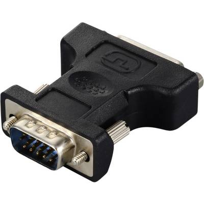 'Ein schwarzer VGA-auf-DVI-Adapter, verwendet für den Anschluss von VGA-Kabeln an DVI-Geräte in Computernetzwerken oder -systemen.'