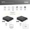 Das Bild zeigt ein HDMI Extender Set von Digitus mit einer Reichweite von 30 m, Unterstützung für 4K/120 Hz und mehreren Anschlüssen.
