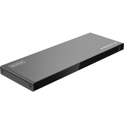 Ein schwarzer 8-fach HDMI-Splitter von Digitus, ermöglicht die Verteilung eines HDMI-Signals an bis zu acht Bildschirme gleichzeitig.