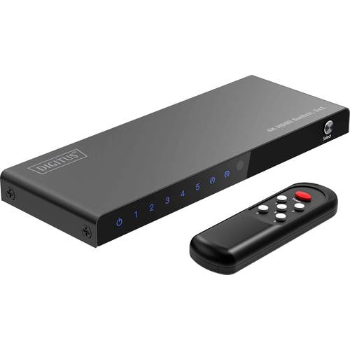 Thumbnail - Digitus DS-55332 1+5 Port HDMI-Switch LED-Anzeige, mit Fernbedienung, Ultra HD-fähig, Metallgehäuse, einzeln schaltbar, ...