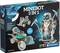 Spielzeugbox mit der Aufschrift 'Minebot 3 in 1'. Zeigt drei Roboter-Modelle vor einem Weltraumhintergrund. STEM-Spielzeug von Galileo.