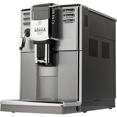 Kaffeevollautomat aus Edelstahl mit mehreren Funktionstasten und Kaffeedispenser in der Mitte.