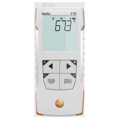 Digitales Thermometer mit LCD-Anzeige zeigt 67,3 Grad Celsius an. Tasten für Modus und Menü darunter sichtbar.