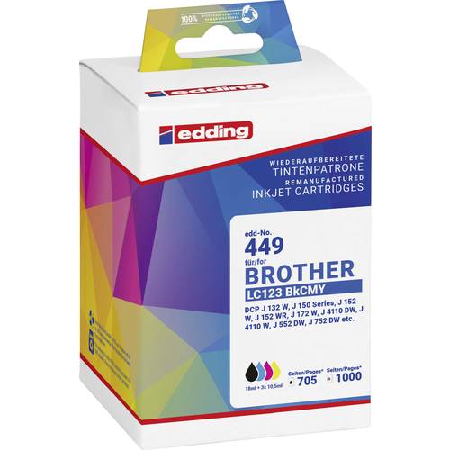 Edding Druckerpatrone ersetzt Brother LC-123BKCMY Kompatibel Kombi-Pack Schwarz, Cyan, Magenta, Gelb EDD-449 18-449-01