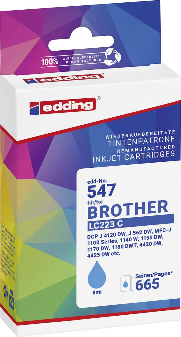 Edding Druckerpatrone ersetzt Brother LC-223C Kompatibel  Cyan EDD-547 18-547-01
