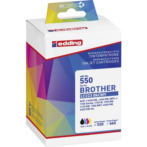 Edding Druckerpatrone ersetzt Brother LC-223BKCMY Kompatibel Kombi-Pack Schwarz, Cyan, Magenta, Gelb EDD-550 18-550-01