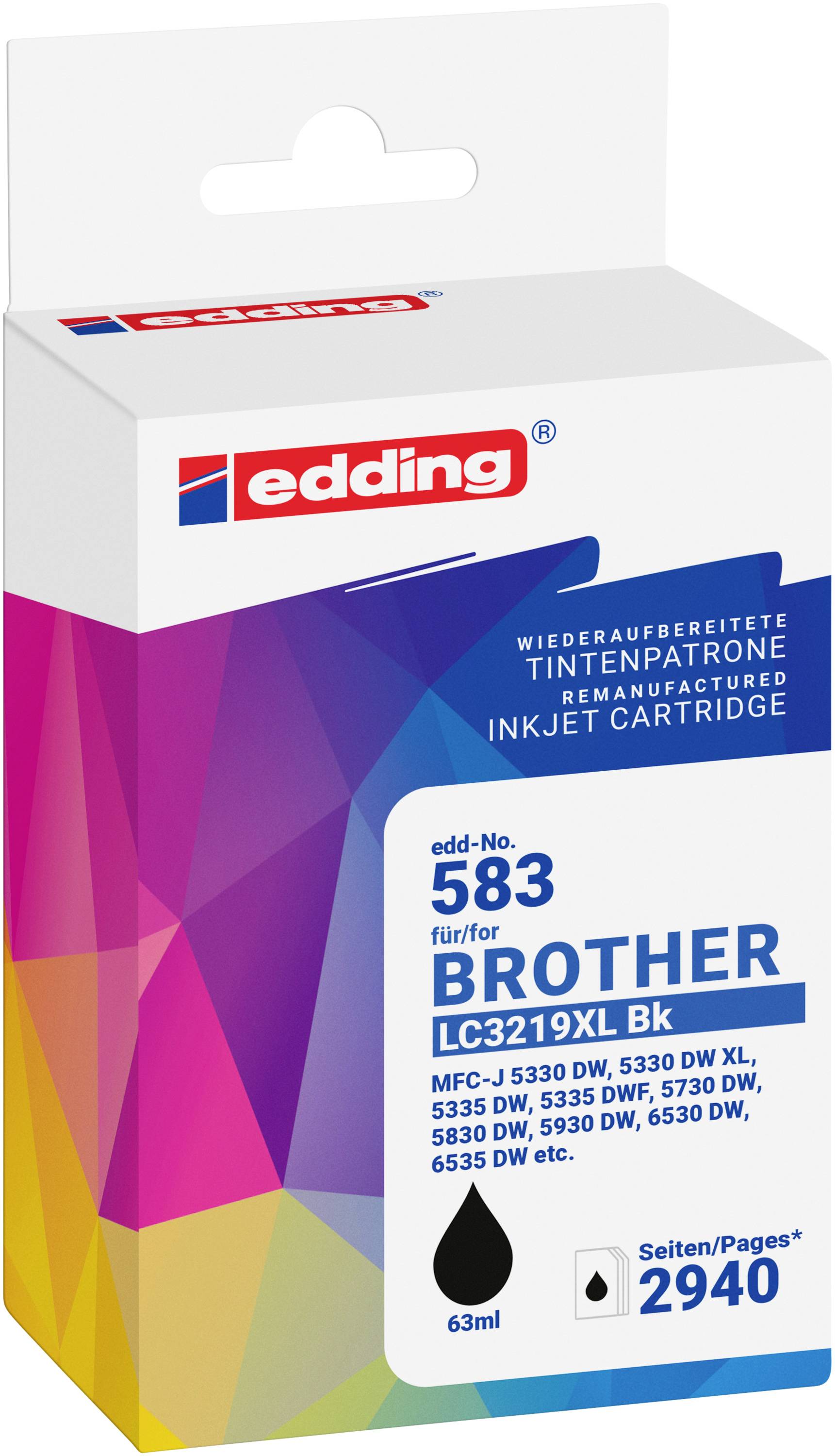 Edding Druckerpatrone ersetzt Brother LC3219XLBK Kompatibel Schwarz EDD-583 18-583-01-0