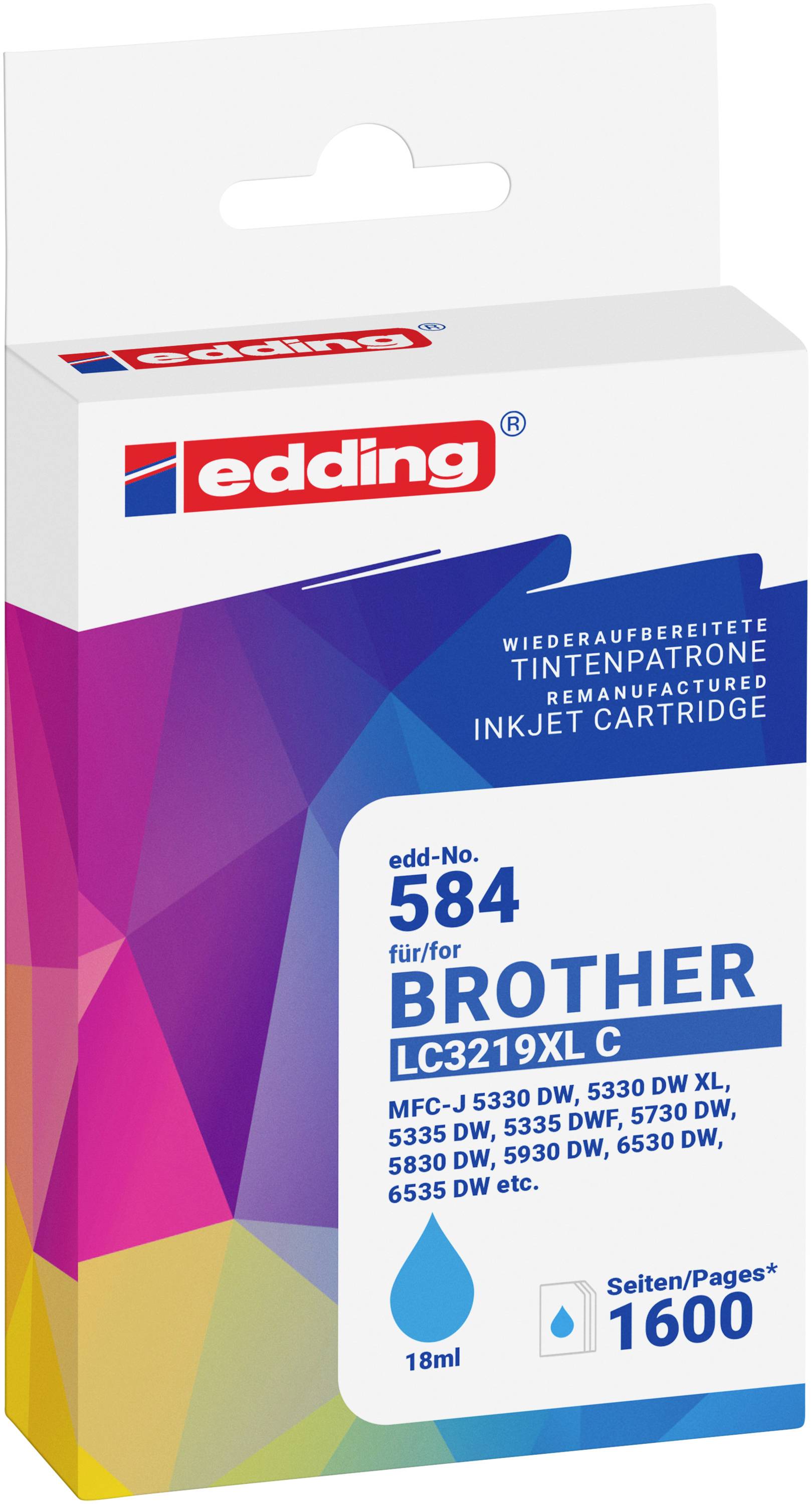 Edding Druckerpatrone ersetzt Brother LC3219XLC Kompatibel Cyan EDD-584 18-584-01-0