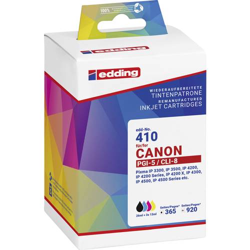 Edding Druckerpatrone ersetzt Canon PGI-5BK+CLI-8CMY Kompatibel Schwarz, Cyan, Magenta, Gelb EDD-410 18-410-01