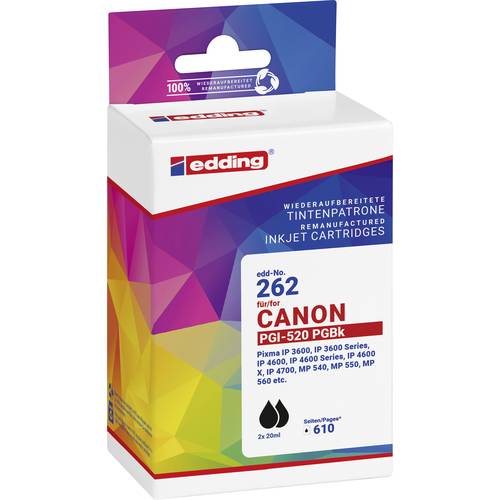 Edding Druckerpatrone ersetzt Canon 2x PGI-520BK Kompatibel 2er-Pack Schwarz EDD-262 18-262-01