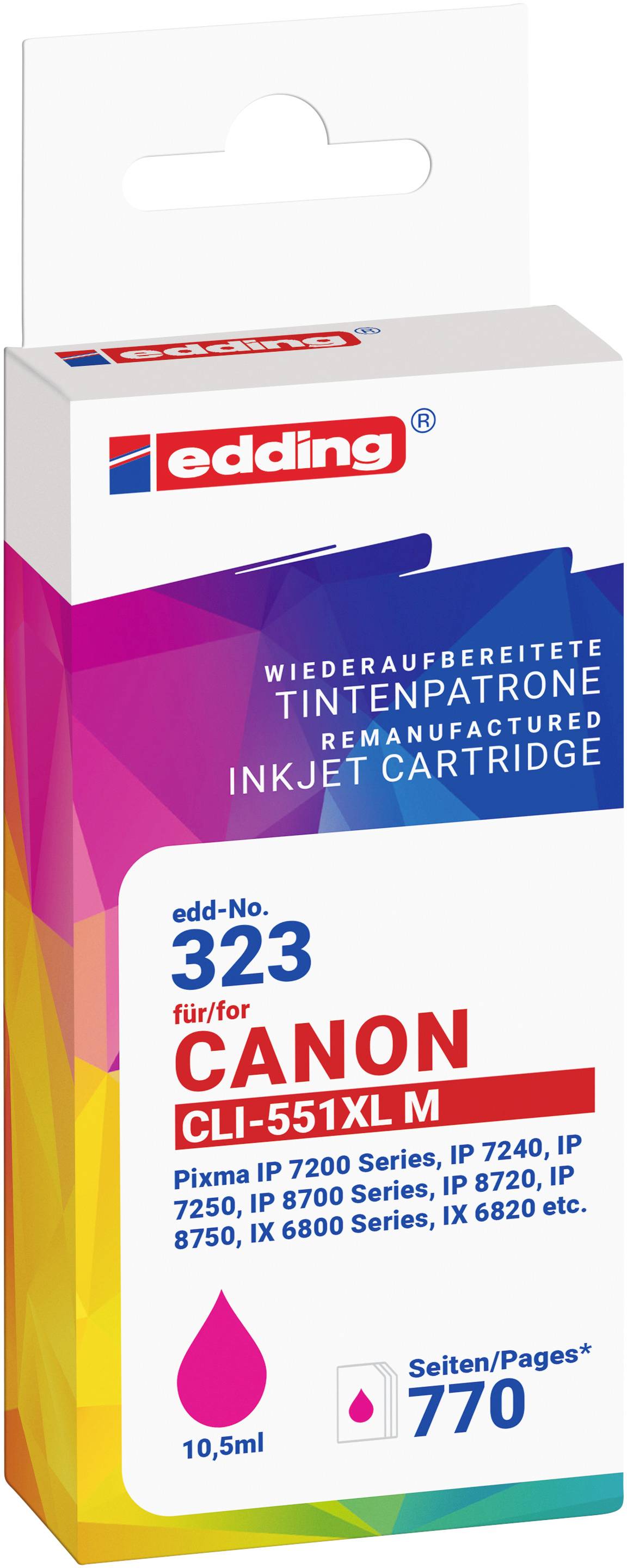 Edding Druckerpatrone ersetzt Canon CLI-551XL Kompatibel Magenta EDD-323 18-323-01