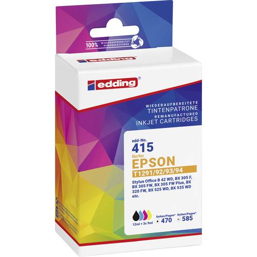 Edding Druckerpatrone ersetzt Epson T1295, T1291, T1292, T1293, T1294 Kompatibel Kombi-Pack Schwarz, Cyan, Magenta, Gelb...