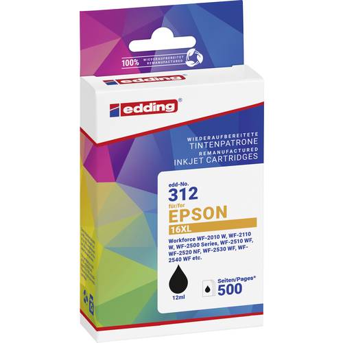 Edding Druckerpatrone ersetzt Epson T1631, 16XL Kompatibel Schwarz EDD-312 18-312-01