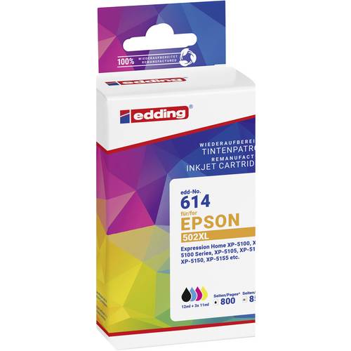 Edding Druckerpatrone ersetzt Epson T02W6, T02W1, T02W2, T02W3, T02W4, 502XL Kompatibel Kombi-Pack Schwarz, Cyan, Magent...