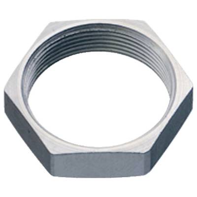 Sechskantmutter aus Metall mit Innengewinde, verwendet zur Befestigung von Schrauben.