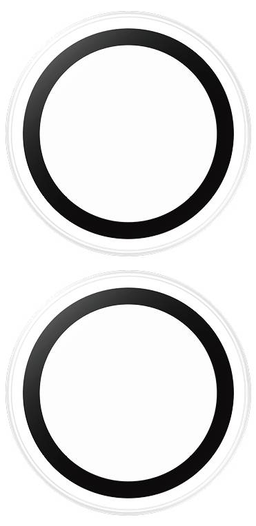 Zwei identische schwarze Ringe auf weißem Hintergrund, vertikal angeordnet, ohne weiteren Kontext.