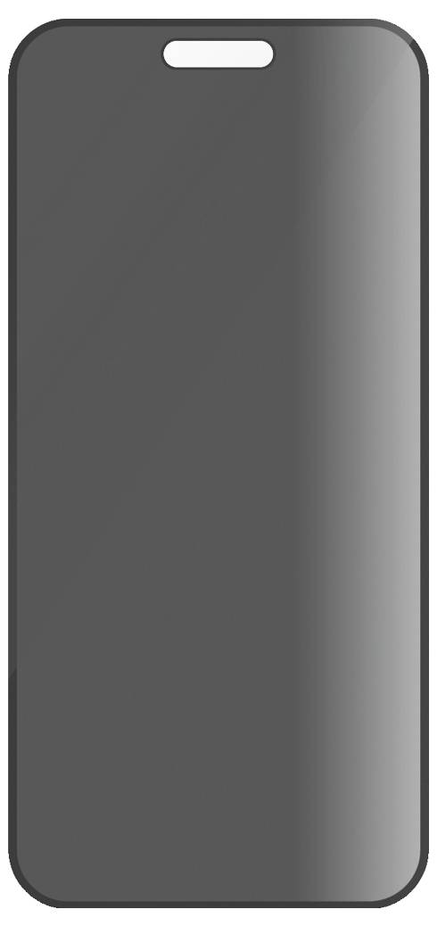 Abbildung eines schwarzen Smartphone-Bildschirms in vertikaler Ausrichtung. Der Bildschirm ist ausgeschaltet.