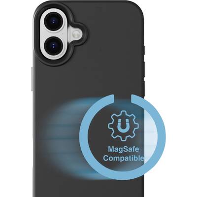 Smartphone-Hülle mit MagSafe-Kompatibilitätslogo, weist auf kabelloses Aufladen und magnetische Funktionalität hin.