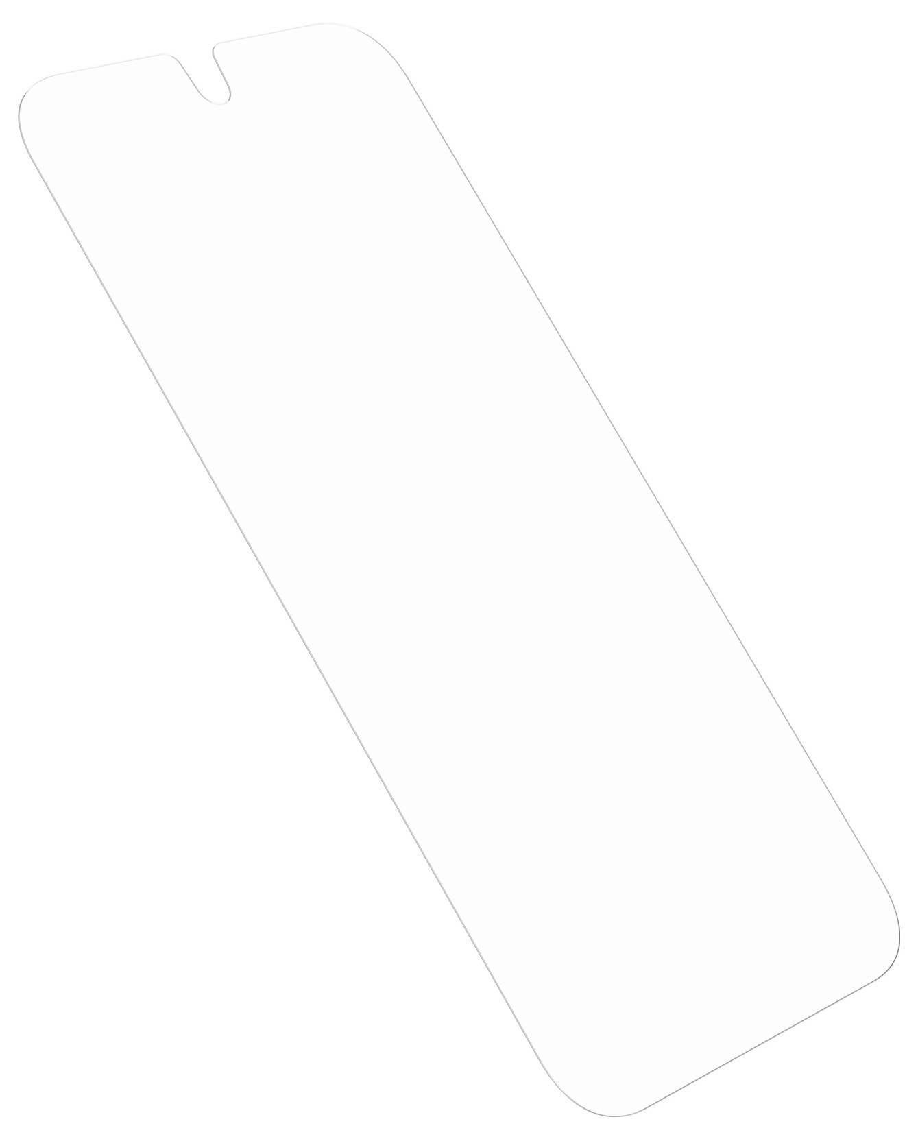 Displayschutzfolie für ein Smartphone mit abgerundeten Ecken und kleiner Aussparung für Lautsprecher oder Kamera.