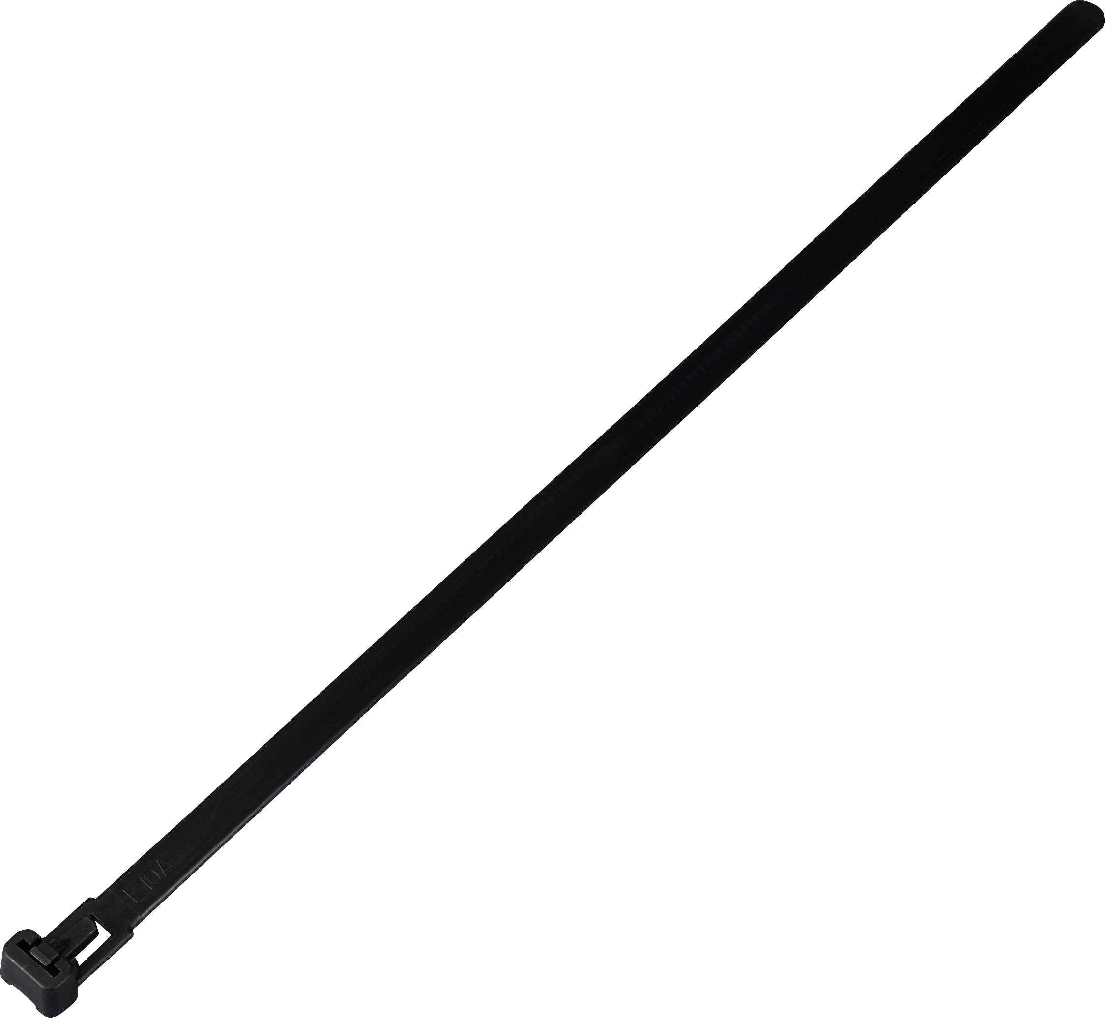 TRU COMPONENTS TC-13340652 TC-RT-250-7.6-B Kabelbinder 250 mm 7.6 mm Schwarz Lösbar, chemische Beständigkeit, UV-stabili...
