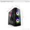 'BoostBoxx Helios 500G ATX-Tower': Gaming-PC-Gehäuse mit Glasfront, zwei beleuchteten Lüftern, Abmessungen 44 x 22,5 x 47,2 cm.