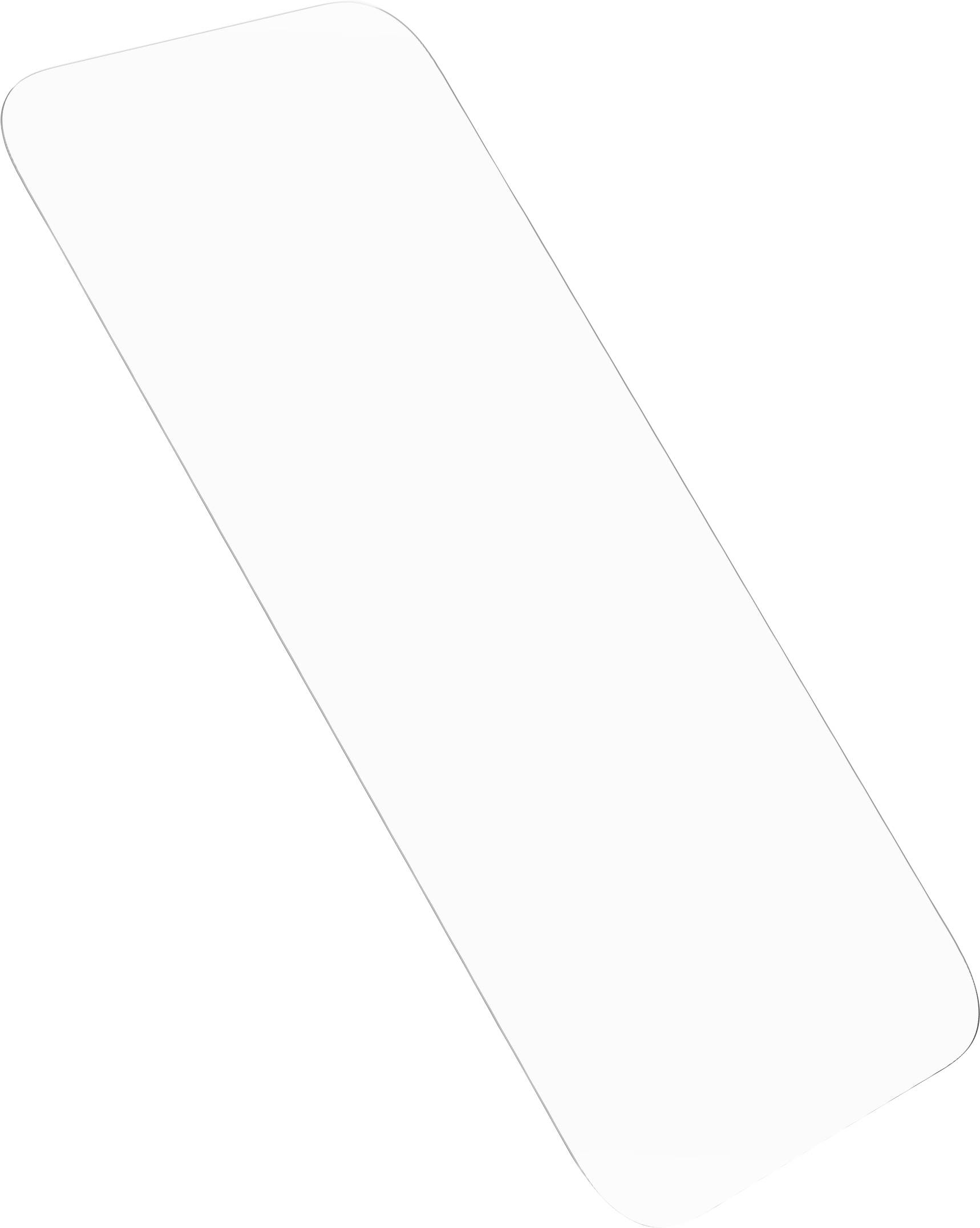 Ein rechteckiger, leicht schräg gestellter, transparenter Bildschirm auf weißem Hintergrund.