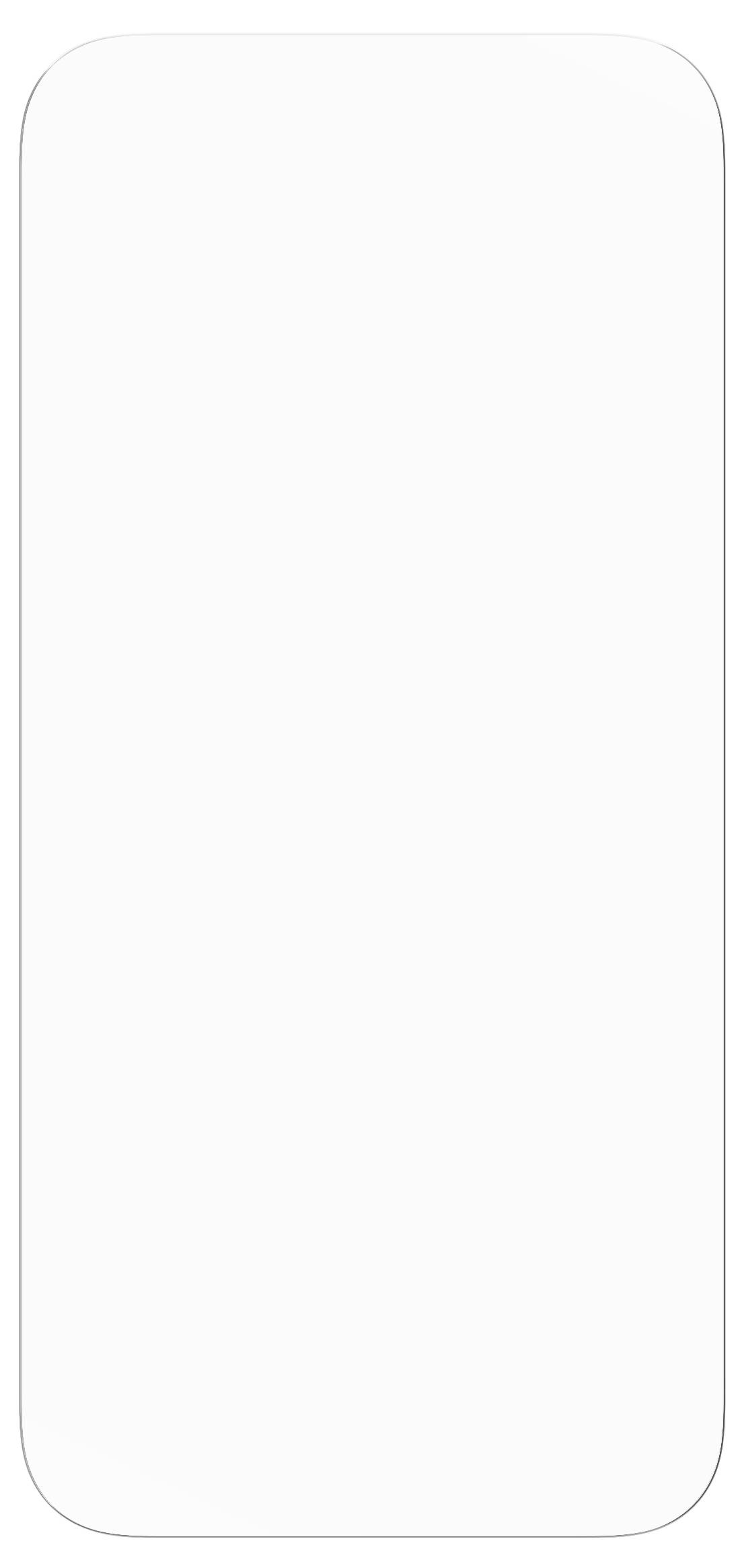 Ein leeres weißes Smartphone-Display mit abgerundeten Ecken, ohne sichtbare Inhalte oder Apps.