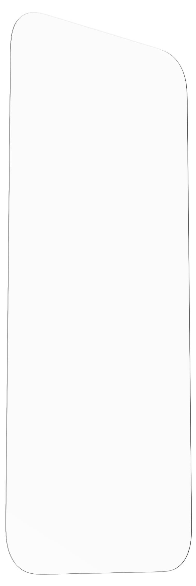 Eine leere, vertikale rechteckige Form mit abgerundeten Ecken auf weißem Hintergrund.