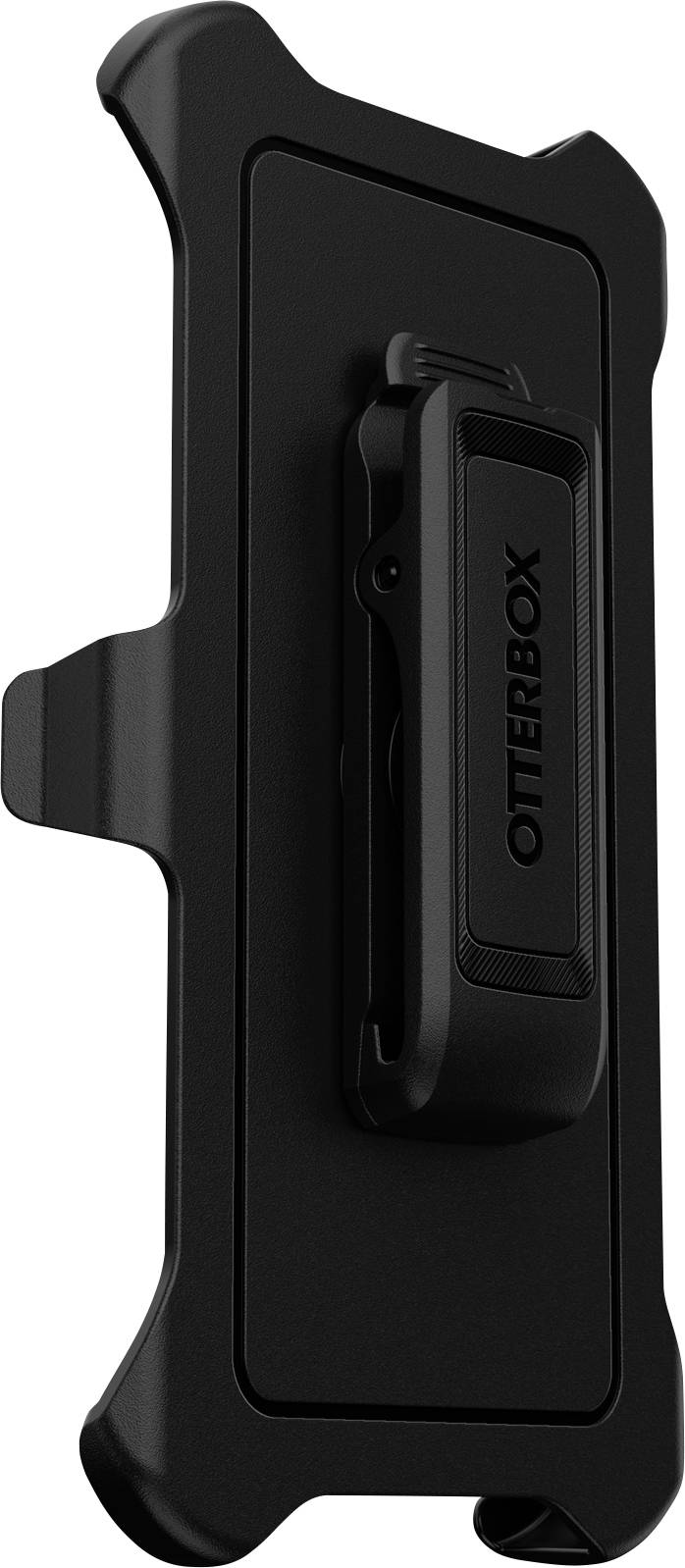 Eine schwarze Handyhülle mit Gürtelclip von Otterbox, geeignet für robusten Schutz und komfortables Tragen am Gürtel.