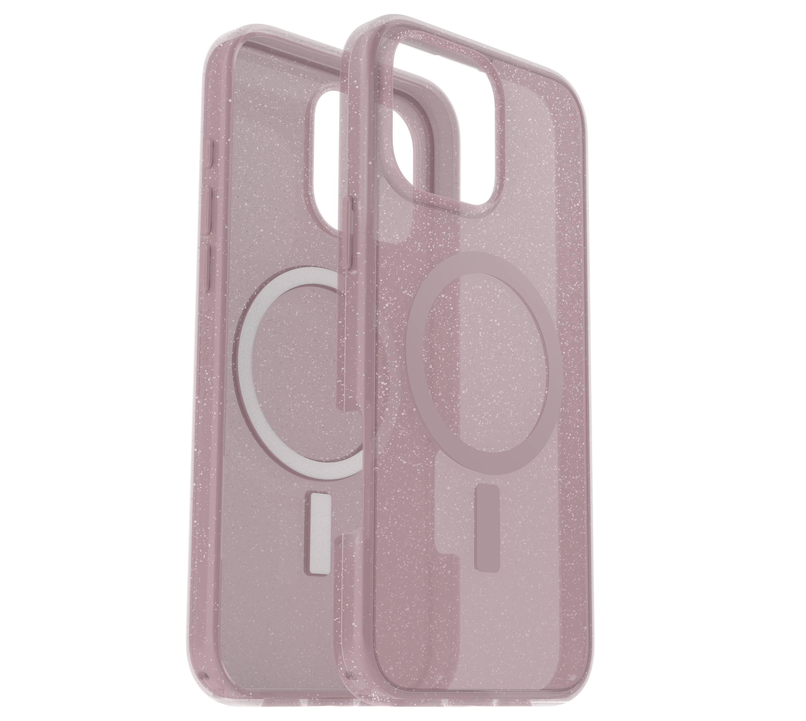 Ein rosafarbenes, glitzerndes Handyhülle-Doppelpack, geeignet für die Kompatibilität mit MagSafe-Geräten.
