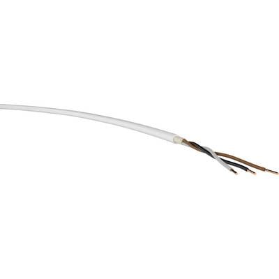 Ein elektrisches Kabel mit vier freiliegenden Adern, zwei braune und zwei schwarze, zeigt unterschiedliche Drahtfarben.