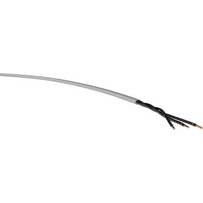 Graues Kabel mit drei freiliegenden Kupferdrähten, die verdrillt sind.