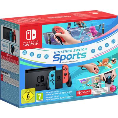 Nintendo Switch Konsole 32 GB Grau, Neonblau, Neonrot inkl. Nintendo Switch Sports + Gurt, inkl. 12 Monate Nintendo Swit