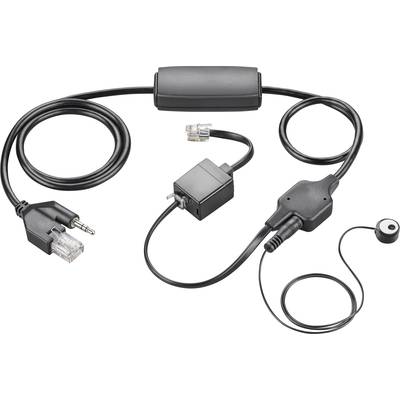 Verkabeltes Audiogerät mit mehreren Anschlüssen und Adaptern, geeignet zum Verbinden von Telekommunikationsgeräten und Headsets.