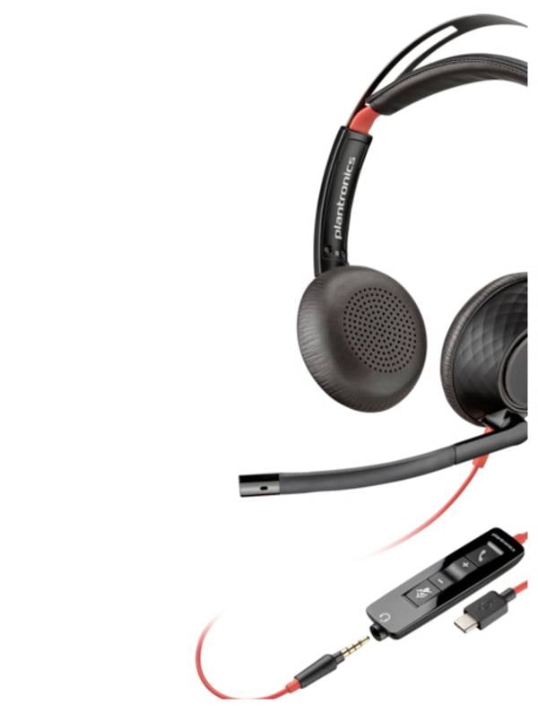 HP Poly Headset Blackwire C5220 Stereo USB- On Ear Headset Stereo Schwarz Noise Cancelling Computer