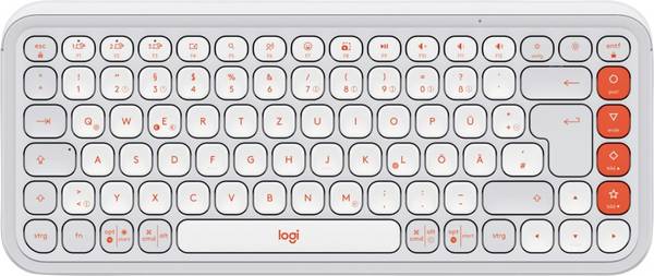 Logitech POP ICON KEYS Bluetooth® Tastatur Deutsch, QWERTZ Weiß Easy Switch 3 Geräte, Multimediatasten, Multipair-Funktion
